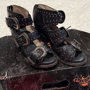 Freebird Black Studded Heeled Boots